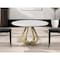 Homeroots 48" White And Gold Rounded Marble And Metal Pedestal Base Dining Table 380467 - alternate 6