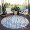 Homeroots 8' Denim Blue And Ivory Round Abstract Washable Indoor Outdoor Area Rug 612649 - alternate 8