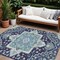 Homeroots 8' X 10' Navy Blue Ivory And Black Oriental Washable Indoor Outdoor Area Rug 600171 - alternate 1