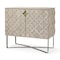 Homeroots 19in Brown and Gold Solid Wood and Metal Accent Cabinet With Two Doors 727713 - alternate 1