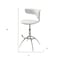 Homeroots Set of Two White and Silver Metal and Faux Leather Low Back Adjustable Height Bar Chairs, 2PK 555037 - alternate 6