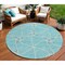 Homeroots 8' Teal Blue And Ivory Round Geometric Washable Indoor Outdoor Area Rug 612907 - alternate 1