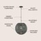 Jonathan Y Luna 15.75" 1-Light Bohemian Modern Woven Rattan/Iron LED Pendant, Grey/Black JYL6503D - alternate 9