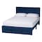 Baxton Studio Elora Modern Navy Blue Pleated Velvet Queen Size Storage Bed 255-13783-ZORO - alternate 1