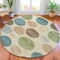 Homeroots 8' Ivory Fern Green And Teal Blue Round Geometric Washable Indoor Outdoor Area Rug 630575 - alternate 5