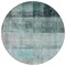 Homeroots 8' Round Teal Round Ombre Washable Non Skid Indoor Outdoor Area Rug 563687 - alternate 8