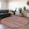 Homeroots 8' Pink And Taupe Round Striped Washable Indoor Outdoor Area Rug 615352 - alternate 6