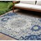 Homeroots 8' X 10' Navy Blue Ivory And Gray Oriental Washable Indoor Outdoor Area Rug 596641 - alternate 1