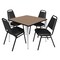 Regency Square Kahlo Breakroom Table W/ 4 Restaurant Stack Chairs, 36 in W, 36 in L, Noble Oak TPL3636NOCM29BK - alternate 1