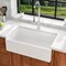 Wrightmaster 33"Apron-Front Single Bowl White Ceramic Workstation Kitchen Sink w/Cutting Board and Gold Strainer ZOR-AWS332010JTQJ - alternate 7