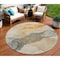 Homeroots 8' Orange And Gray Round Abstract Washable Indoor Outdoor Area Rug 631841 - alternate 1