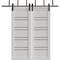 Sartodoors Sliding Closet Barn Bypass Doors 60 x 84 inches, BASIC 4901 White with Black Glass, 6.6ft Rails Ha BASIC4901BBB-WS-6084 - alternate 1