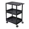 Luxor Utility Cart with Deep Lipped & Lipped Plastic Shelves, 300 lb Load Capacity, 3 Shelves, 24 in L STC211-B - alternate 11