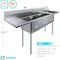 Amgood 90 in. x 23.5 in. Stainless Steel Three Compartment Sink with 18 in. x 18 in. Bowls and Left and Right Drainboards SINK S3C-181812-18LR-NF-Z - alternate 4