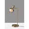 Homeroots 18" Antiqued Brass Metal Cylinder Desk Table Lamp With Gray Globe Shade With Starling LED Bulb 524633 - alternate 6
