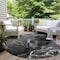 Homeroots 8' Round Black Gray and White Round Abstract Washable Non Skid Indoor Outdoor Area Rug 559447 - alternate 9