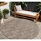 Homeroots 8' Brown And Beige Round Geometric Washable Indoor Outdoor Area Rug 594985 - alternate 1