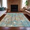 Homeroots 8' X 10' Teal Blue And Ivory Abstract Washable Indoor Outdoor Area Rug 632146 - alternate 7