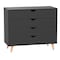 Homeroots 35" Black And Natural Wood Four Drawer Dresser 489234 - alternate 1