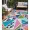 Homeroots 5' X 8' Dark Blue Green And Pink Geometric Washable Indoor Outdoor Area Rug 600409 - alternate 1