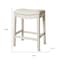 Homeroots 26" Bone and Antiqued White Fabric and Solid Wood Backless Counter Height Bar Chair 632361 - alternate 5