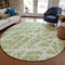 Homeroots 8' Round Green and White Round Abstract Washable Non Skid Indoor Outdoor Area Rug 559627 - alternate 7