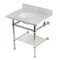 Kingston Brass 30-Inch Carrara Marble Console Sink with Brass Legs and Shelf, 8-Inch, 3-Hole KVPB3030MBB6 - alternate 1