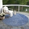Homeroots 8' Navy Blue Gray And Ivory Round Abstract Washable Indoor Outdoor Area Rug 597030 - alternate 8