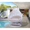 Leisuremod White Wicker Hanging 2 person Egg Swing Chair with Taupe/White Cushions ESC57WBG - alternate 4