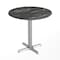 Flash Furniture Commercial All-Weather 31.25" Black Faux Marble HPL Tabletop with Silver X Base ST-RD31-BKMAR-T2222S-GG - alternate 1