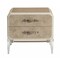 Homeroots 18" X 28" X 25" Vintage Beige Pu Wood Upholstered (Front) Metal Leg Veneer (Melamine) Nightstand 347162 - alternate 1