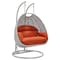 Leisuremod Mendoza Light Grey Wicker Hanging 2 person Egg Swing Chair with Orange Cushions MSCLGR-53OR - alternate 1
