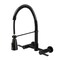 Kingston Brass Double-Handle Wall-Mount Pre-Rinse Bridge Kitchen Faucet, Matte Black GS8280CTL - alternate 1
