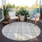 Homeroots 8' Linen And Brown Round Plaid Washable Indoor Outdoor Area Rug 601328 - alternate 7