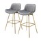 Homeroots Set of Two 29" Gray and Gold Velvet and Metal Low Back Bar Height Swivel Bar Chairs 543456 - alternate 5