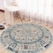 Homeroots 7' Round Yellow and Ivory Round Southwestern Stain Resistant Indoor Outdoor Area Rug 532599 - alternate 7