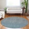 Homeroots 8' Teal Blue Gray And Charcoal Round Ombre Washable Indoor Outdoor Area Rug 588578 - alternate 7