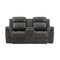 Homeroots 74" Gray Faux Leather Manual Reclining Loveseat With Storage 561568 - alternate 8