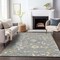 Homeroots 10' X 14' Gray Blue And Green Floral Washable Indoor Outdoor Area Rug 597817 - alternate 9