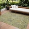 Homeroots 9' X 12' Artichoke Green Gray And Tan Damask Washable Indoor Outdoor Area Rug 603303 - alternate 1