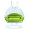 Leisuremod White Wicker Hanging 2 person Egg Swing Chair with Light Green Cushions ESCW-57LG - alternate 1