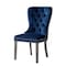 Homeroots Set of Two Tufted Navy Blue and Light Gray Upholstered Velvet Dining Side Chairs 543532 - alternate 8