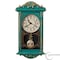 Clockswise Wall Clock with Wood-Effect Plastic Pendulum, Battery-Operated - Green with Distressed Finish QI004145.GN - alternate 1