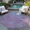 Homeroots 8' Lavender And Teal Blue Round Abstract Washable Indoor Outdoor Area Rug 618450 - alternate 7