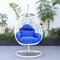 Leisuremod White Wicker Hanging Egg Swing Chair with Blue Cushions ESCW-40BU - alternate 9