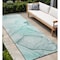 Homeroots 2' X 8' Teal and Gray Abstract Washable Non Skid Indoor Outdoor Runner Rug 559416 - alternate 1
