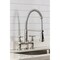 Kingston Brass Double-Handle Deck-Mount Pre-Rinse Bridge Kitchen Faucet, Brushed Nickel GS1278BEX - alternate 6