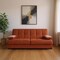 Homeroots 75" Orange Chenille Convertible Futon Sleeper Sofa And Toss Pillows With Storage 607206 - alternate 1