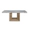 Homeroots 70" White and Natural Faux Marble and Wood Pedestal Base Dining Table 564891 - alternate 8