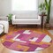 Homeroots 8' Pink Ivory And Orange Round Geometric Washable Indoor Outdoor Area Rug 613225 - alternate 7